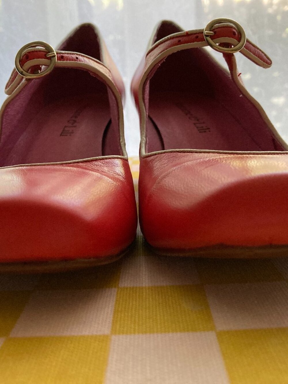 ✨ NWB Antoine & Lili Paris Red Leather Block Heel Shoes Size 38 ✨ - Picture 7 of 14